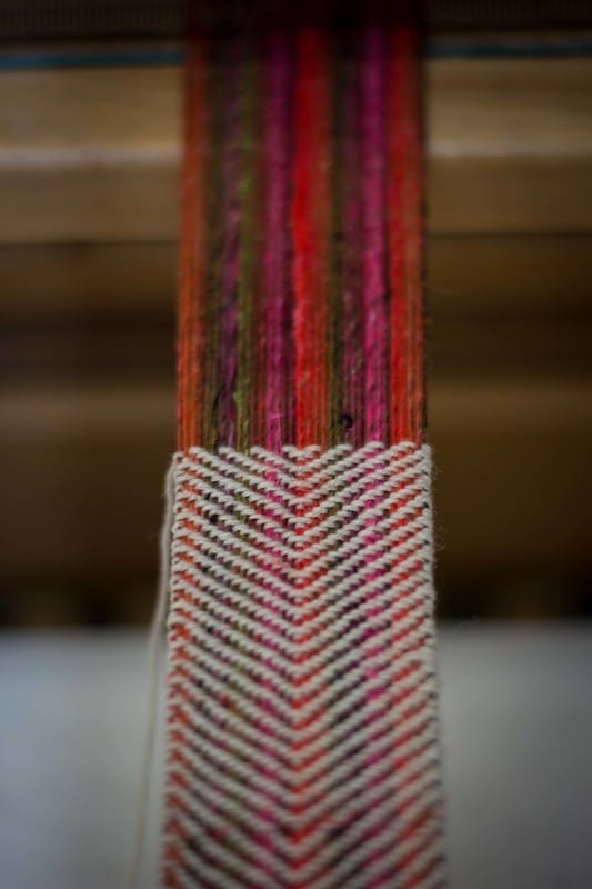 Weaving a luxurious ribbon from Noro and a yak yarn