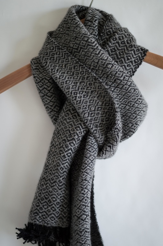 Handwoven twill scarf made from alpaca silk blend